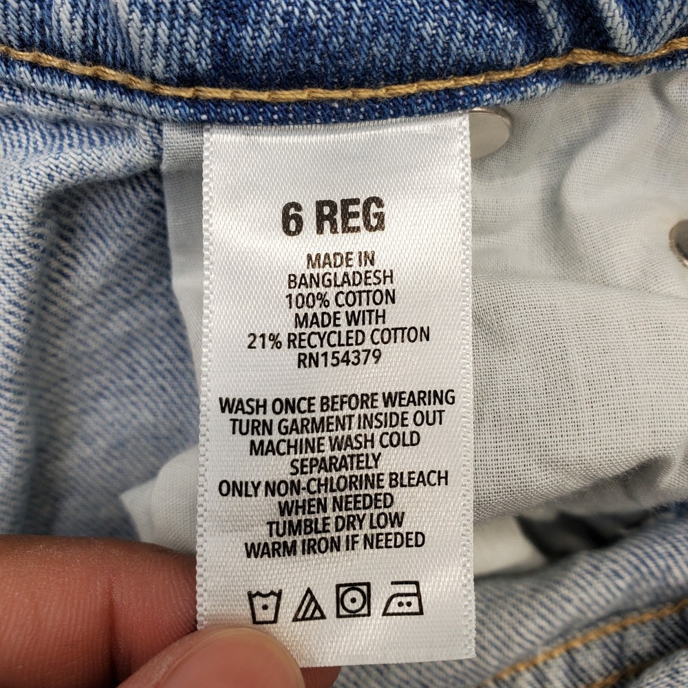 Aéropostale Baggy Jeans Womens 6R Blue Denim Distressed Low Rise Straight Leg - Picture 8 of 10